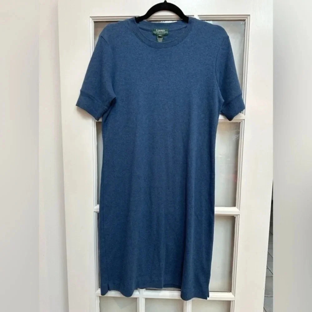 Lauren Ralph Lauren Dark Teal Sheath Stretchy Bodycon Dress Size L Large Petite